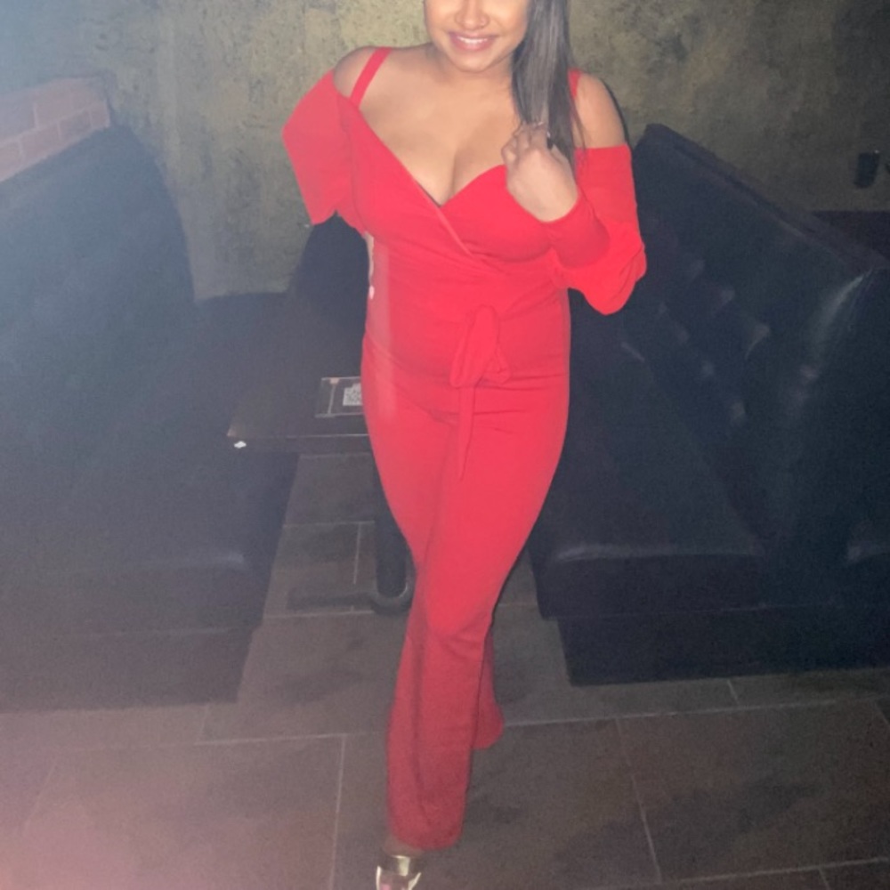 Red long sleeve jumpsuit